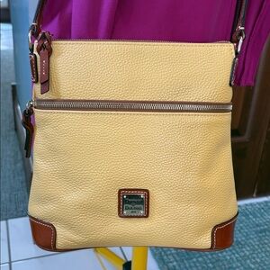 Dooney & Bourke crossbody bag Leather  golden yellow / saddle Brown Trim NWOT